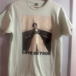 Harry Styles Gildan Light Mint Crewneck Tee with Black Tag Print